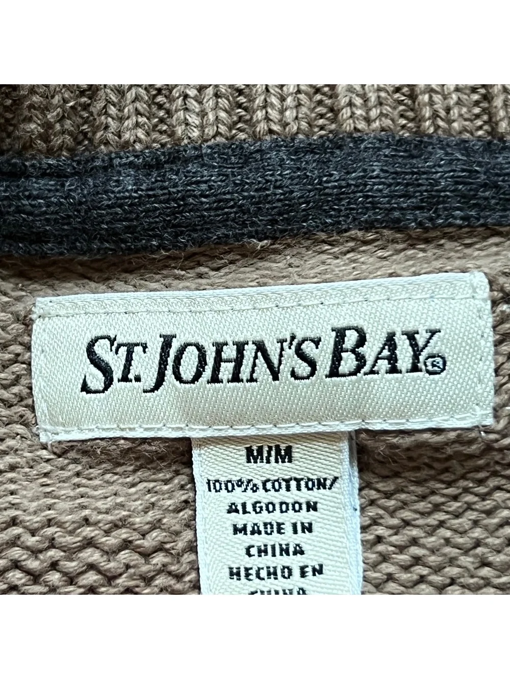 Vintage St. John's Bay Y2K Brown Cotton Striped Sweater Retro Surf Grunge